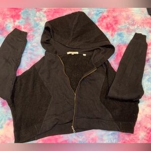 Bella Luxx Charcoal Textured Cropped Hoodie